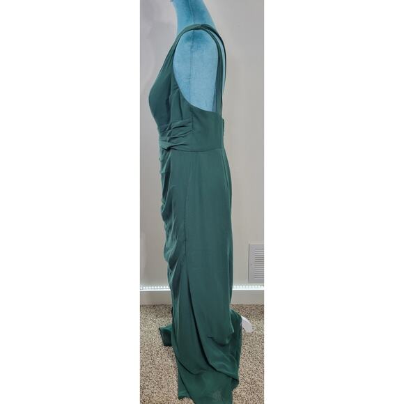 Azazie Green One Shoulder Dress - Picture 8 of 14